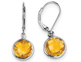 6.00 Carat Yellow Natural Citrine Dangle Drop Leverback Earrings in Sterling Silver